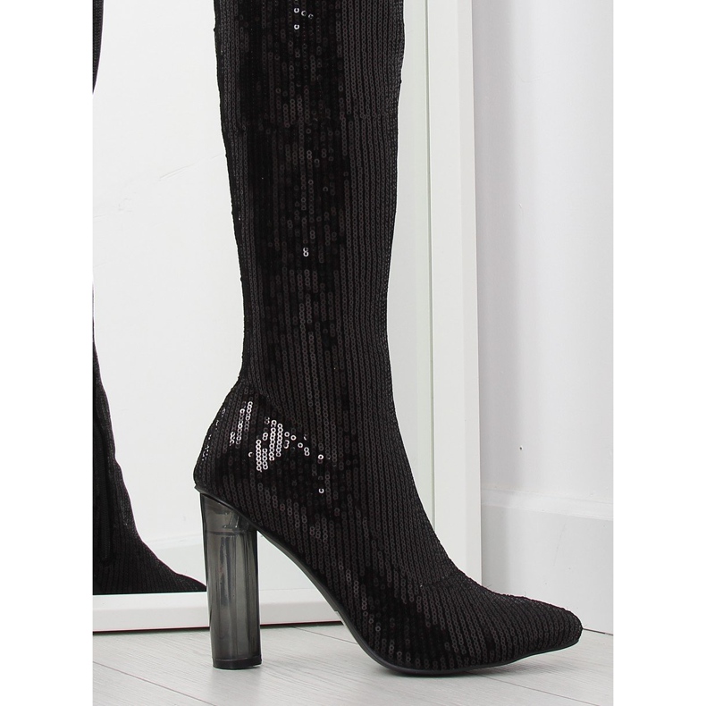 Crne čizme sa šljokicama AE55P crne crno 1