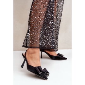 Crne visoke pete od tkanine s mašnom crna 2