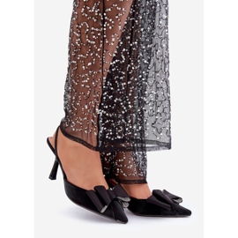 Crne visoke pete od tkanine s mašnom crno 1