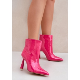 Lakirane gležnjače s visokom petom, boje fuksije ružičasta 2