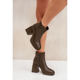 Gležnjače od eko kože na visoku petu, tamnozelene zelena 2