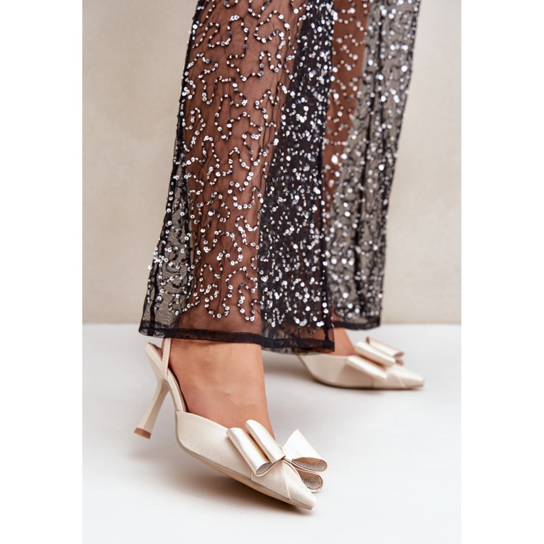 Step in style Elegantne ženske štikle zlatne boje s mašnom zlatna 1