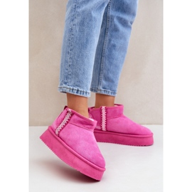 Ženske ružičaste čizme za snijeg s platformom od brušene kože ružičasta 1