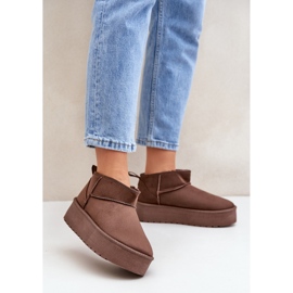 Ženske smeđe čizme za snijeg s platformom od brušene kože smeđa 1