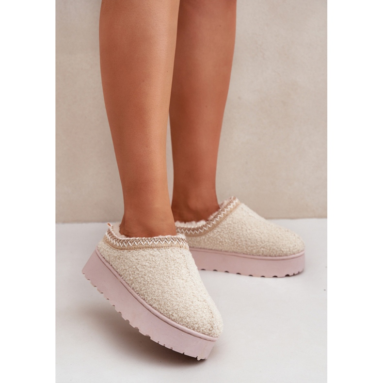 Ženske čizme za snijeg s platformom bež boje 1