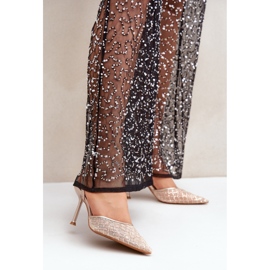 Step in style Model Berilae B1639-202 Zlatne svjetlucave visoke pete - Zakoračite sa stilom žuta boja 1