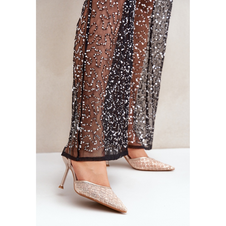 Step in style Model Berilae B1639-202 Zlatne svjetlucave visoke pete - Zakoračite sa stilom žuta boja 1