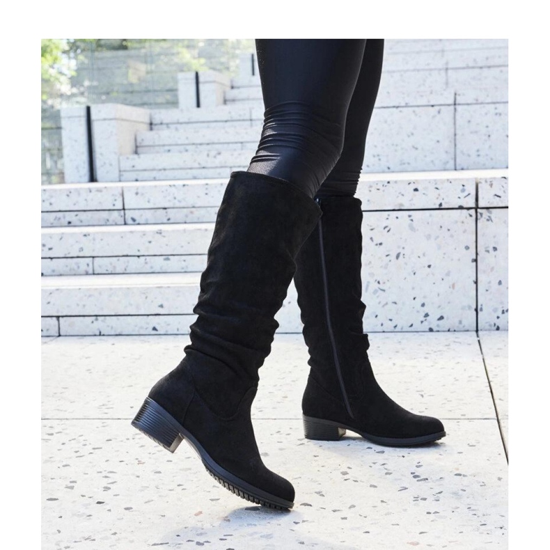 Crne zgužvane Angelico čizme od eko brušene kože - Solea crna 1