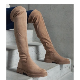 Smeđe duge čizme s ravnim potplatom Tromi - Solea smeđa 1