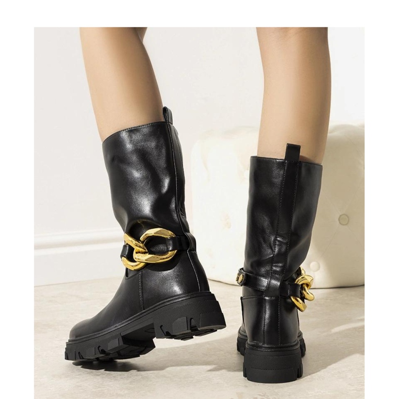 Crne izolirane čizme s lancem Harrison - Solea crno 1