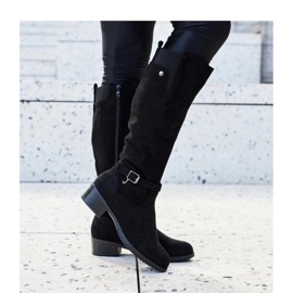 Crne izolirane čizme od eko antilop kože preko koljena Castelvetro - Solea crna 1