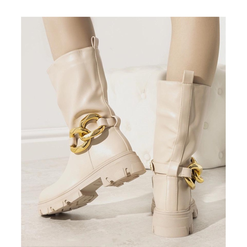 Bež izolirane čizme s lancem Harrison - Solea 1