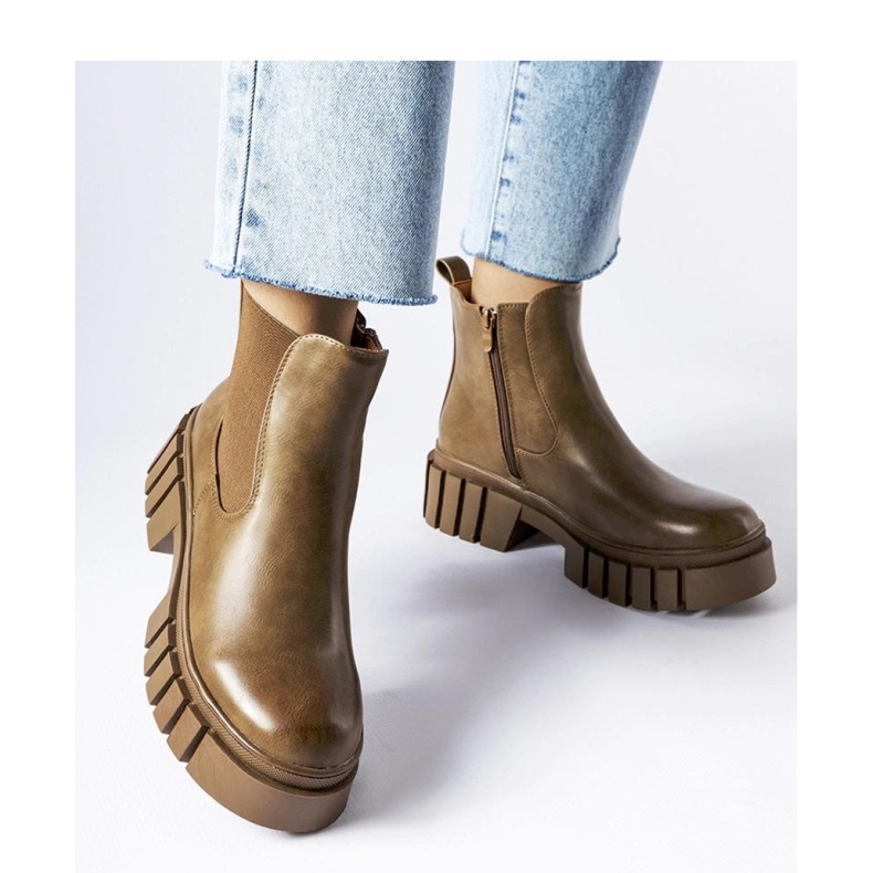 Smeđe čizme Chelsea s platformom Giusy - Solea smeđa 1