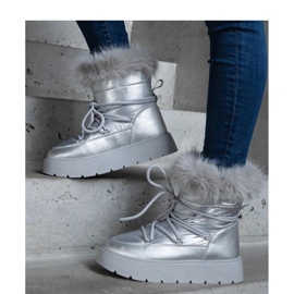 Srebrne izolirane čizme za snijeg s krznom Arilla - Solea siva 1