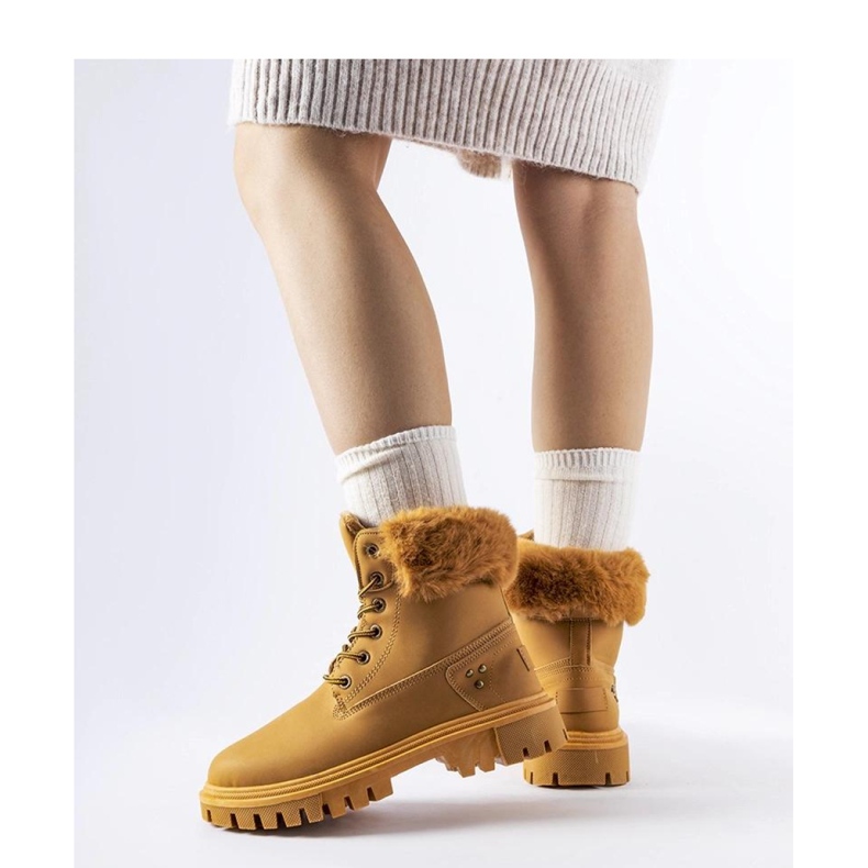 Smeđe čizme s ukrasnim krznom Albert - Solea smeđa 1