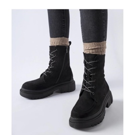 Crne radničke čizme s traperima na masivnom Riel - Solea potplatu crna 2