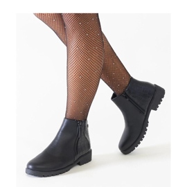 Crne gležnjače s motivom krokodilske kože, eko koža Mifsada - Solea crno 1