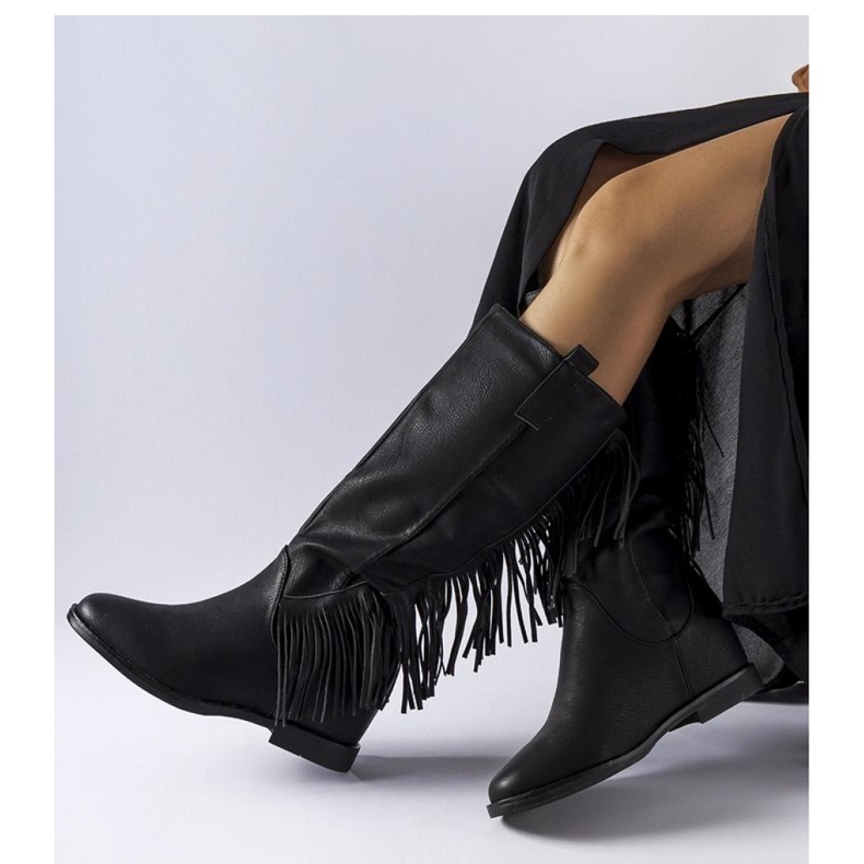 Crne Giorgia - Solea prekrivene čizme na klin crna 1