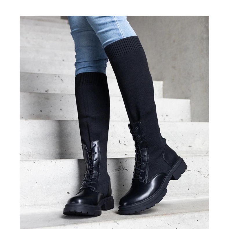 Crne čizme natikače s gornjim dijelom od elastičnog materijala Luana - Solea crna 1