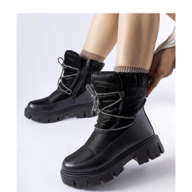 Crne čizme za snijeg sa cirkonima Pettenasco - Solea crno 1