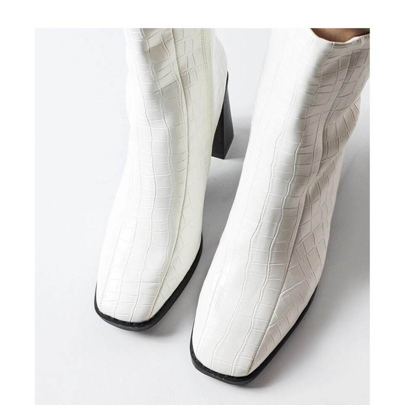Bijele gležnjače s imitacijom krokodilske kože Belluci - Solea bijela 1