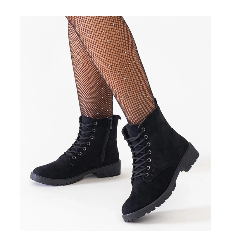 Crne radničke čizme od eko antilop kože crna 1