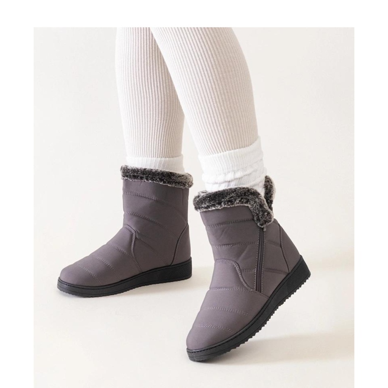 Sive čizme za snijeg ukrašene krznom siva 1