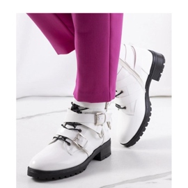 Ženske gležnjače s patentnim zatvaračem i kopčama, bijele boje bijela 1