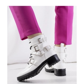 Ženske gležnjače s patentnim zatvaračem i kopčama, bijele boje bijela 2