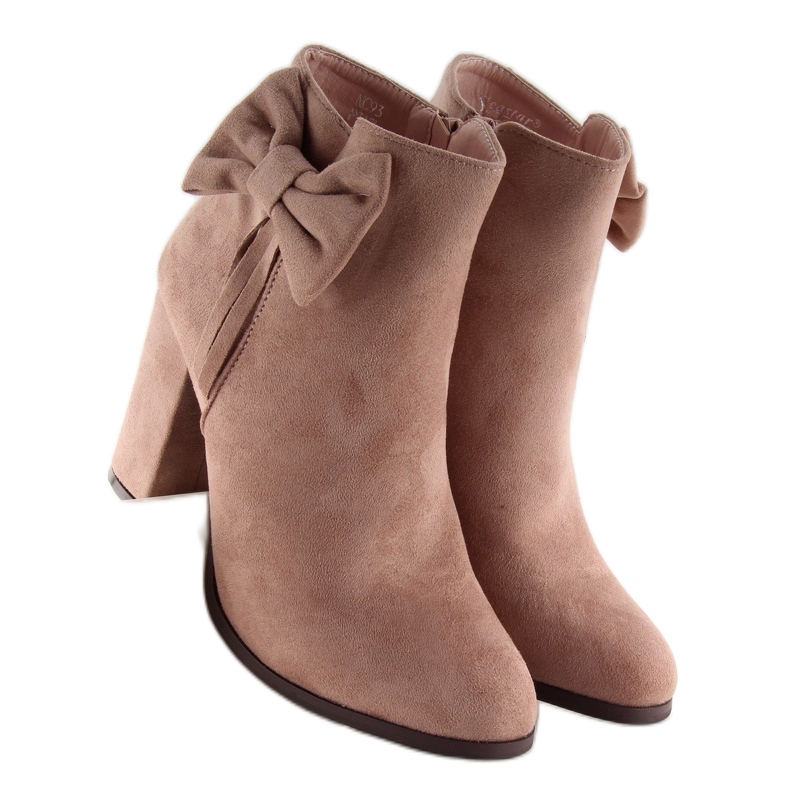 Čizme na visoku petu s ružičastom nc93 Pink mašnom višebojan ružičasta 1