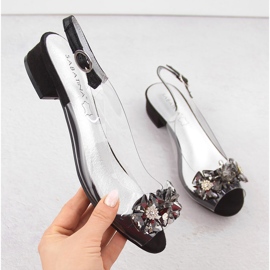 Sabatina Crne prozirne ravne sandale s kamenčićima iz Sabatine crna 1