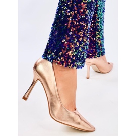 Ženske pune visoke pete boje šampanjca zlatna 1