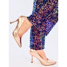 Ženske pune visoke pete boje šampanjca zlatni 2