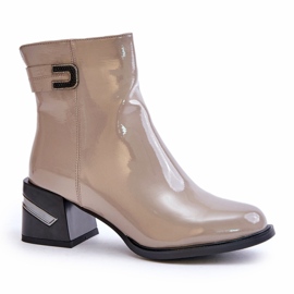 S.Barski Lakirane izolirane čizme na visoku petu MR880-093 sive siva 2