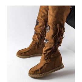 Smeđe čizme na klin Cascia - Solea smeđa 1