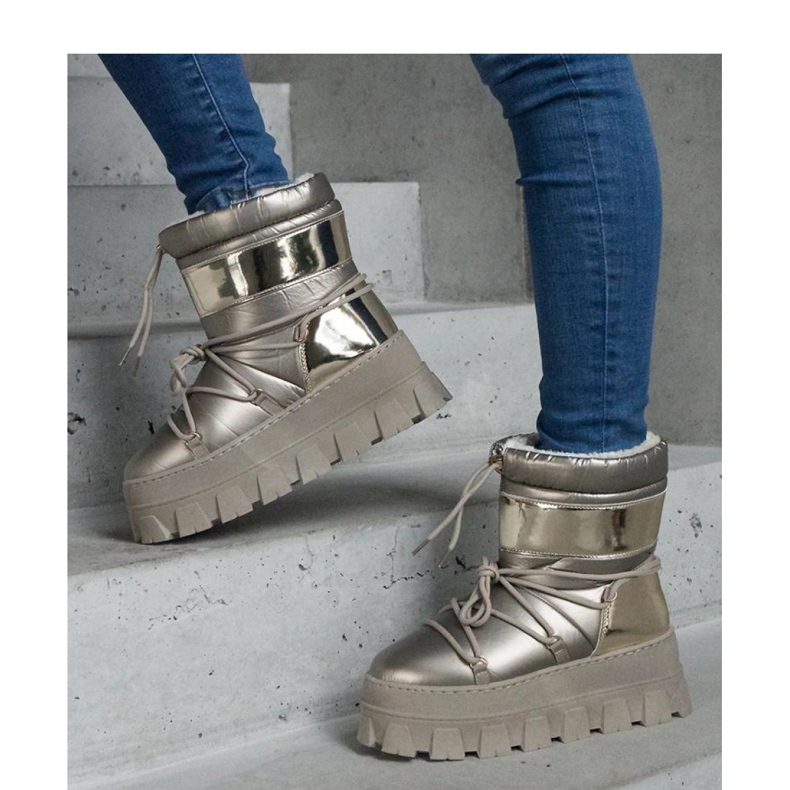 Zlatne čizme za snijeg na platformu s oslikanim Losta - Solea umetcima 1