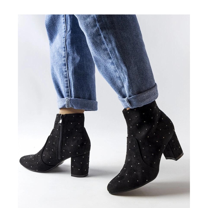 Crne gležnjače sa štrasom, eko antilop Suvi - Solea crno 1