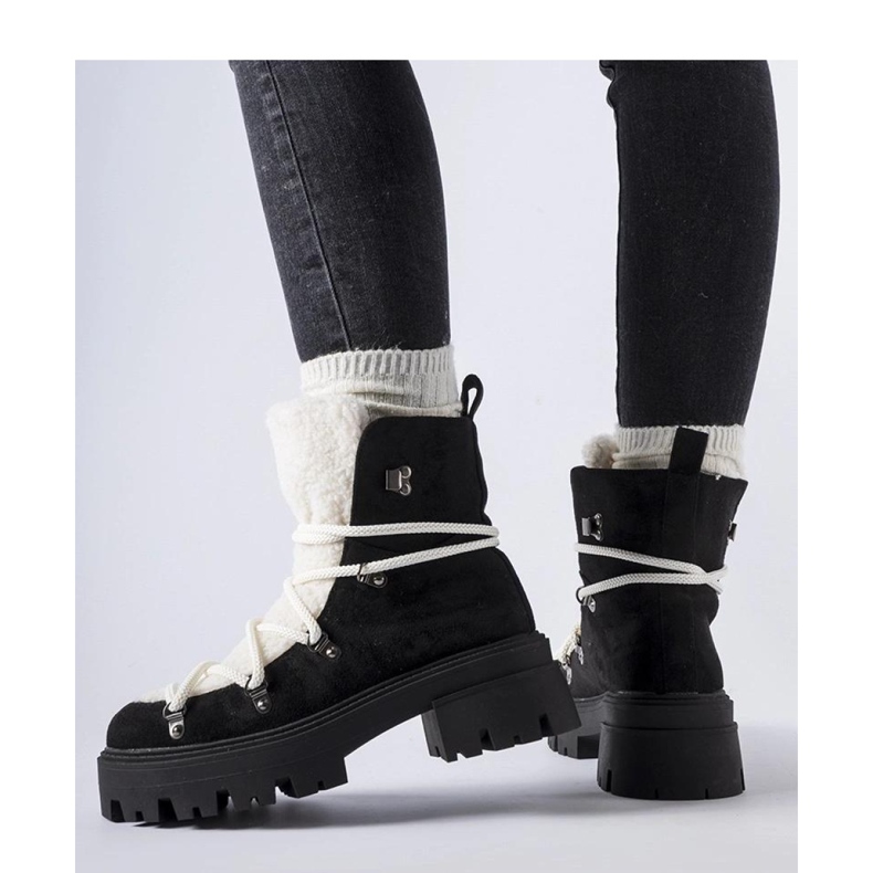 Crne radničke čizme sa ukrasnim jezikom crna 1