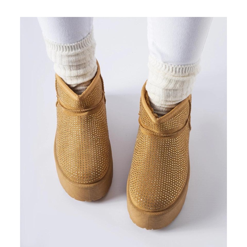 Smeđe čizme za snijeg s cirkonima smeđa 2