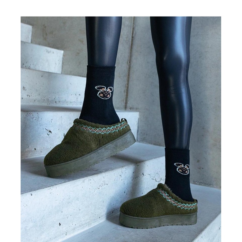 Čizme za snijeg s platformom i izvezenim uzorkom zelena 1