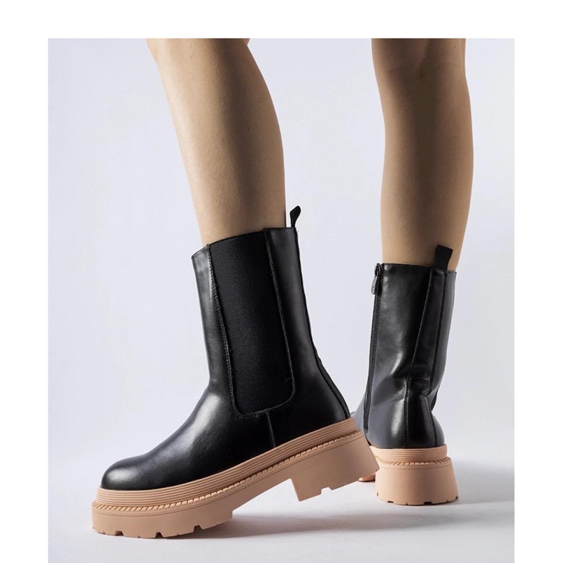 Crne gležnjače sa svijetlo ružičastim potplatom crno 2