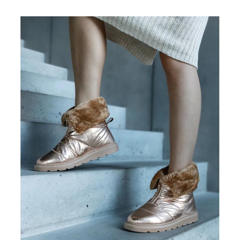 Zlatne izolirane čizme za snijeg s ovratnikom zlatni 1