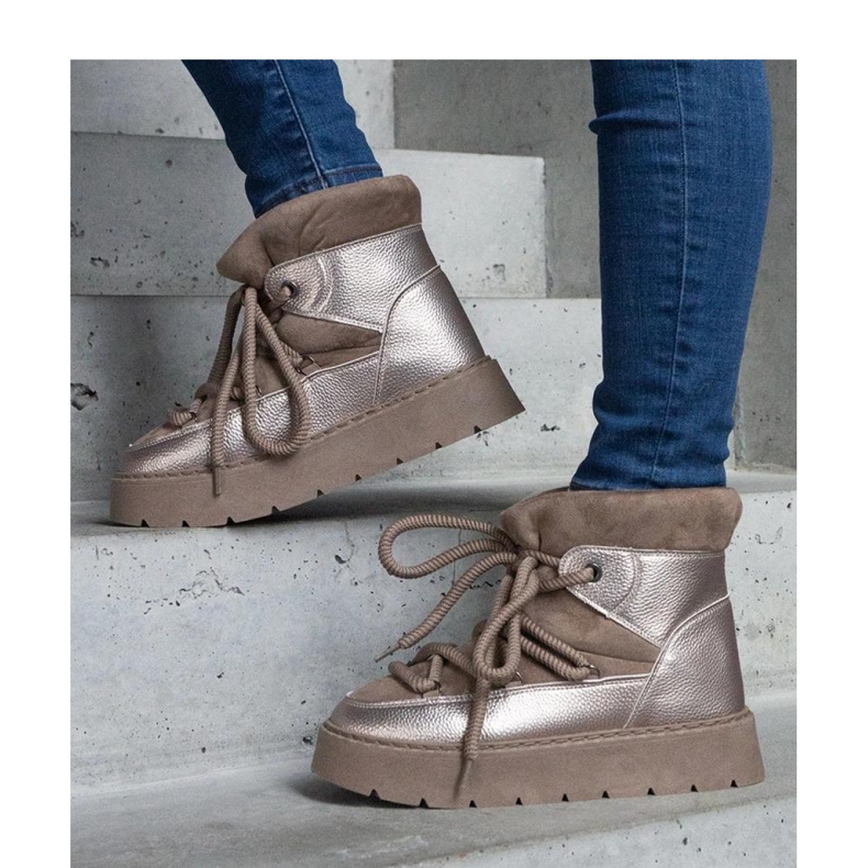 Čizme za snijeg s platformom izolirane krznom bež 1