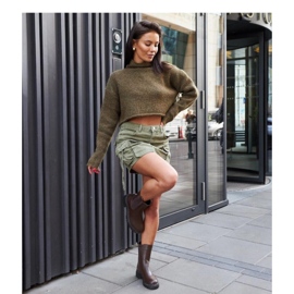 Smeđe visoke čizme ukrašene cirkonima smeđa 1