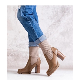 Tamno bež gležnjače od eko kože 1