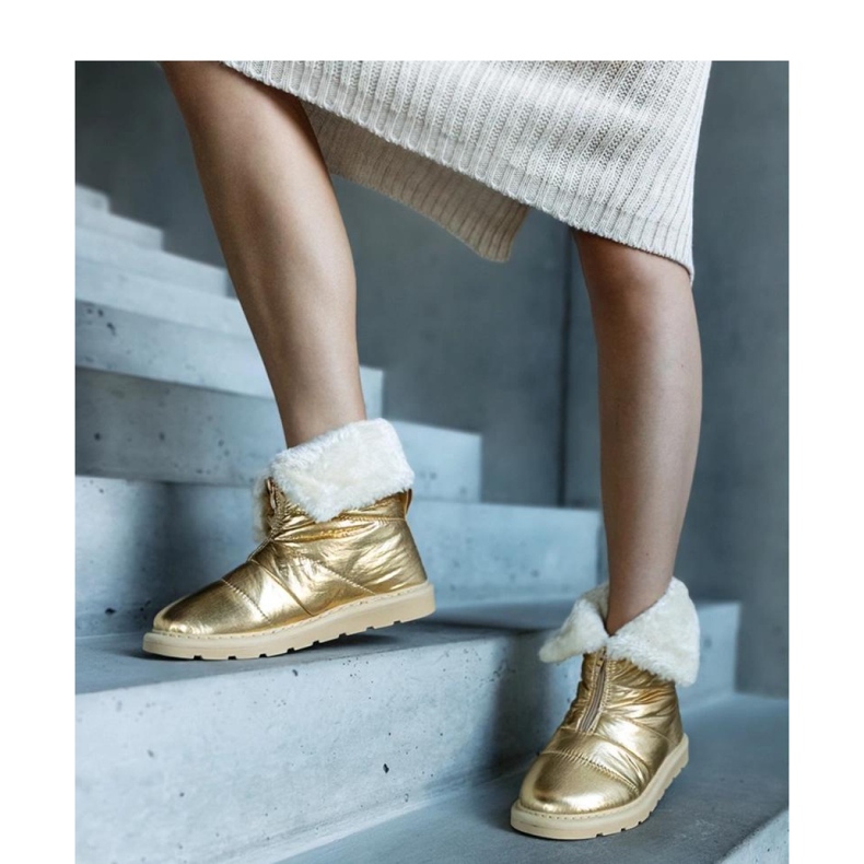 Zlatne izolirane čizme za snijeg s ovratnikom zlatna 1