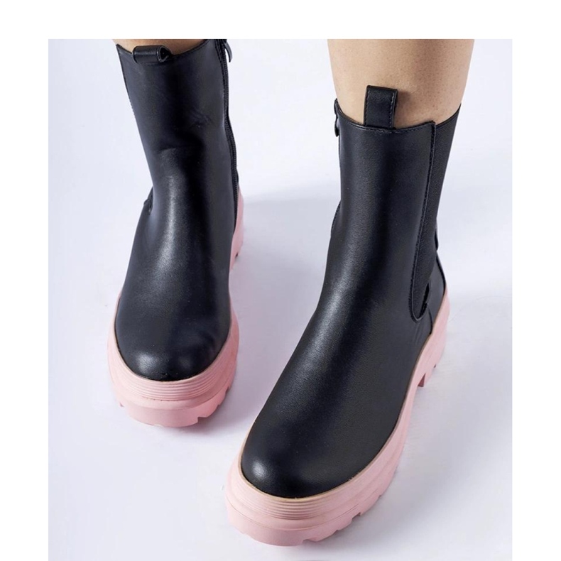 Crne čizme s ružičastim potplatom crna 2