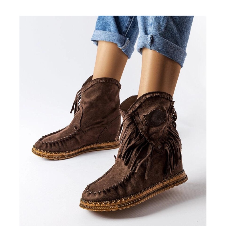 Smeđe čizme na klin smeđa 1