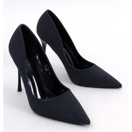 Sjajne visoke pete s crnim česticama crna 1