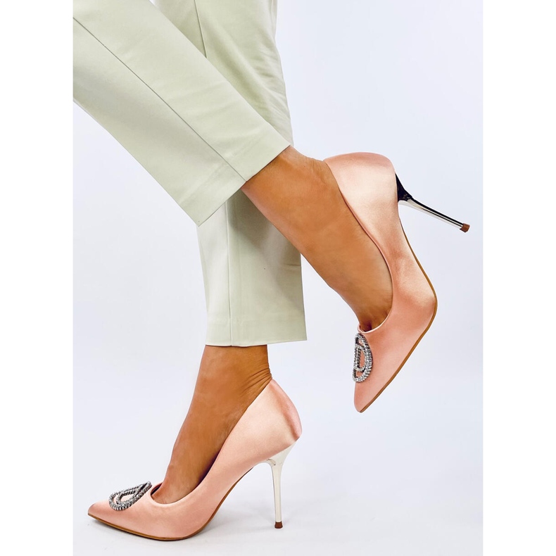 Visoke potpetice s ukrasom Champagne kristala ružičasta 2